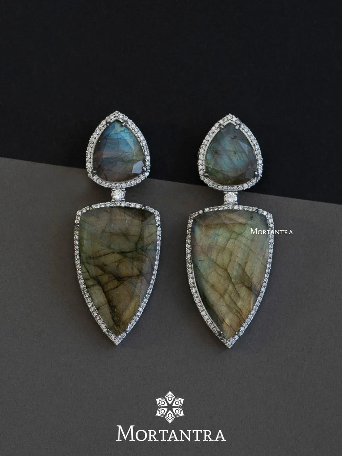 Fluorite Color Silver Plated Faux Diamond Earrings - CZEAR460