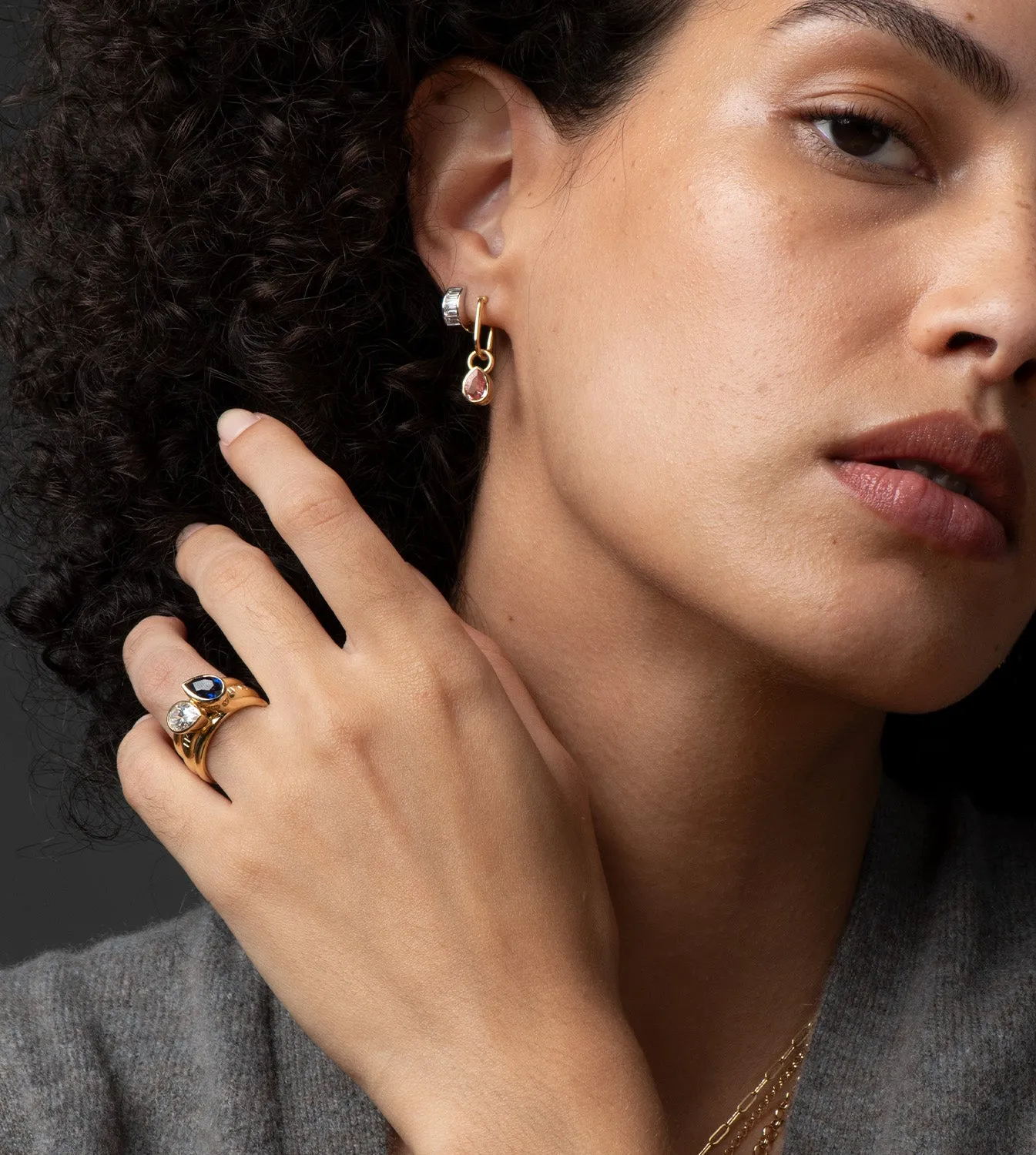 Forever & Always a Pair - Love : 1.9ct Blue Sapphire Bookend Ring