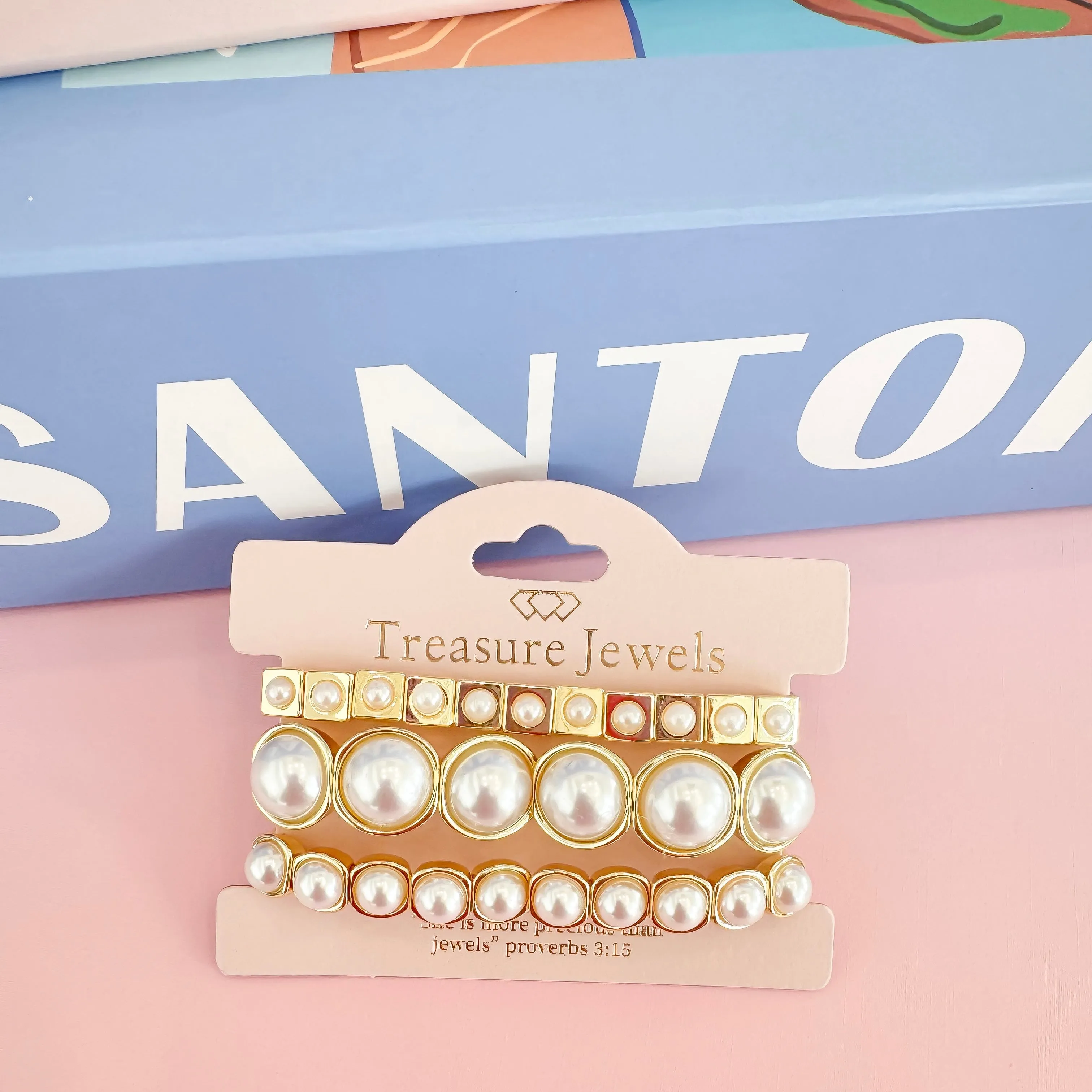 Glam Pearl Trio Bracelet Set