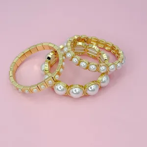 Glam Pearl Trio Bracelet Set