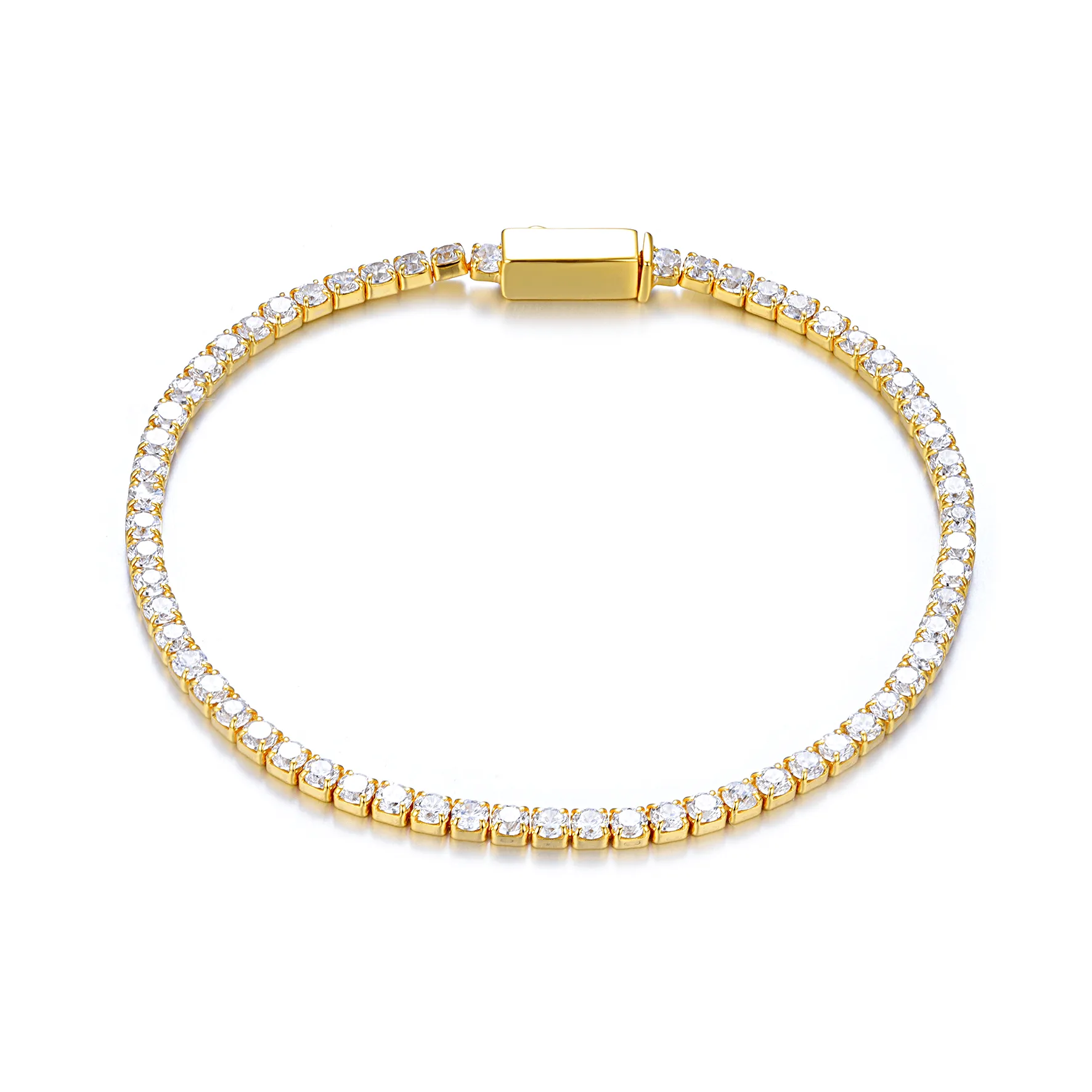 Gold bracelet 18k yellow gold assembled with zirconium oxide