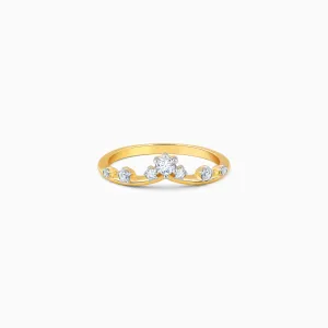 Gold Floral Tiara Diamond Ring