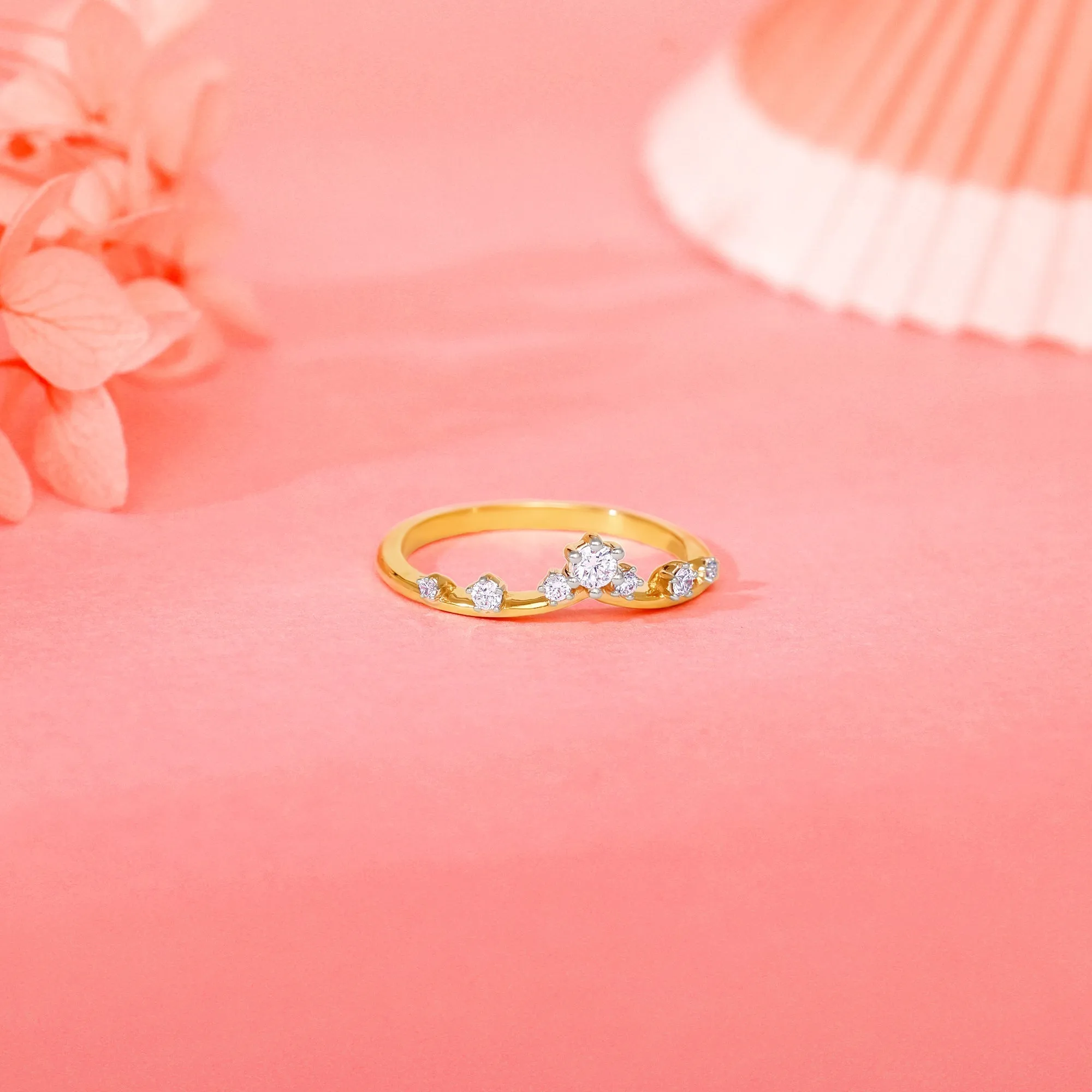 Gold Floral Tiara Diamond Ring