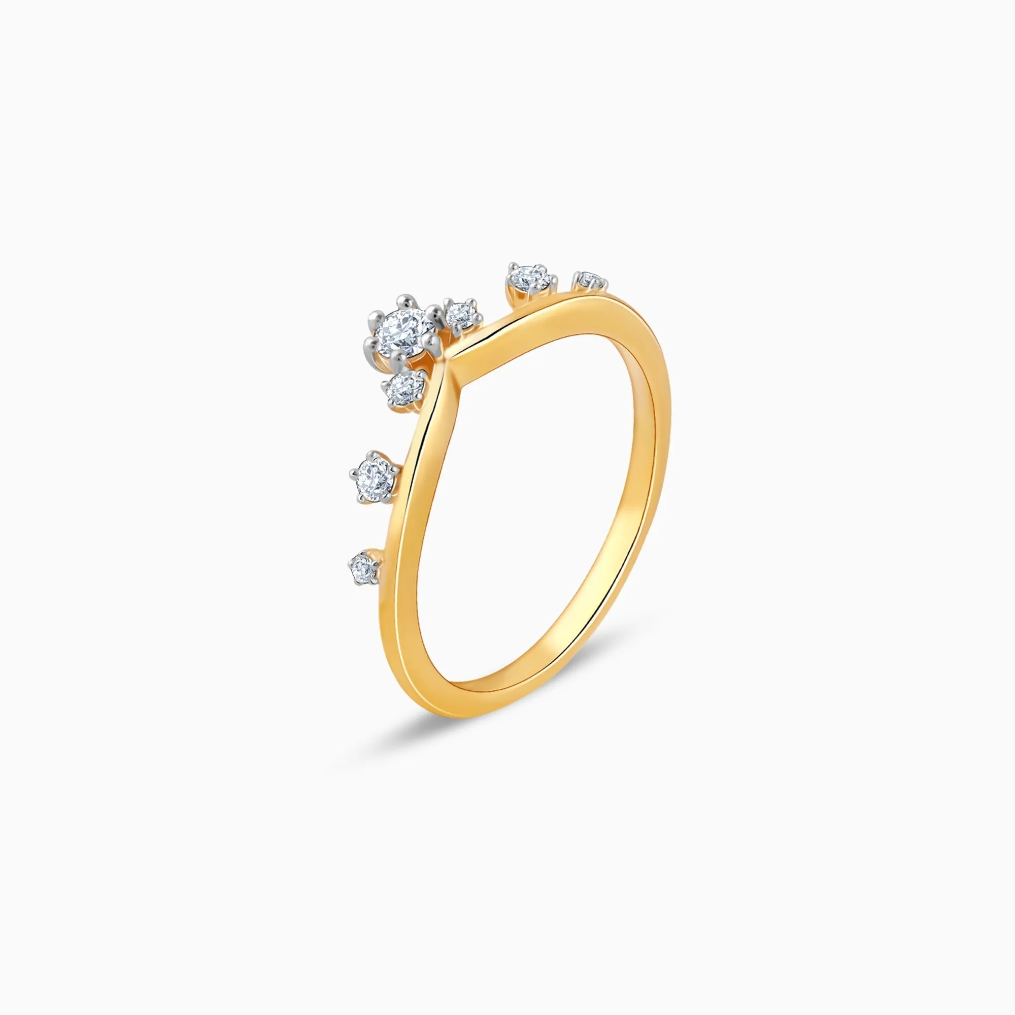 Gold Floral Tiara Diamond Ring