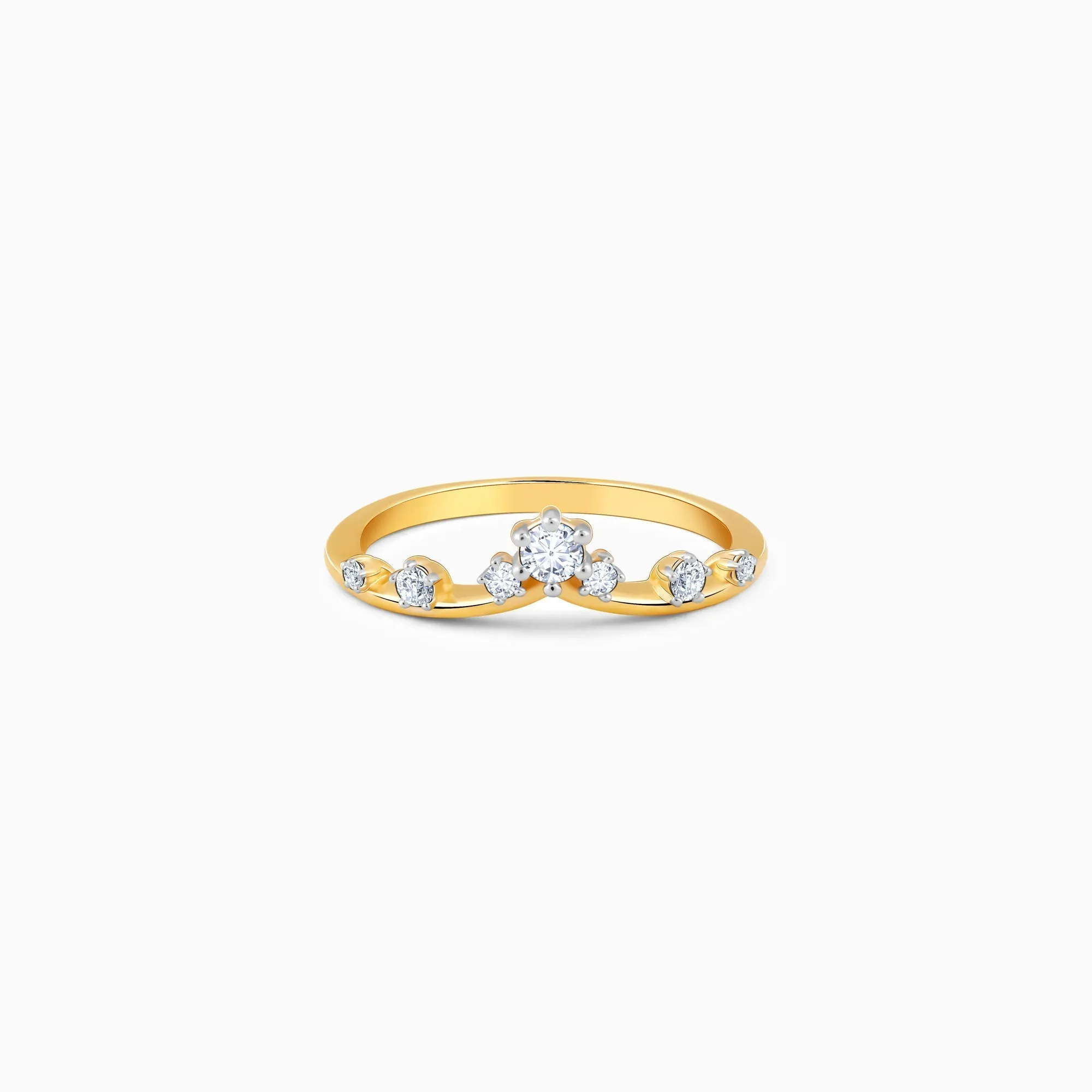Gold Floral Tiara Diamond Ring