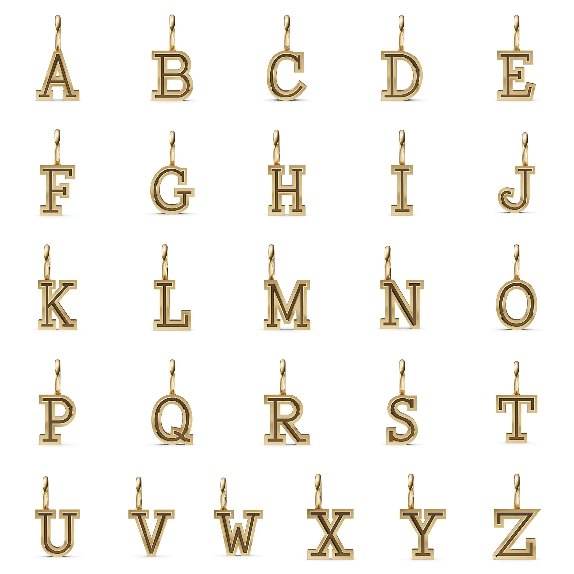 Gold Handmade Circle Chain Serif Initial Bracelet
