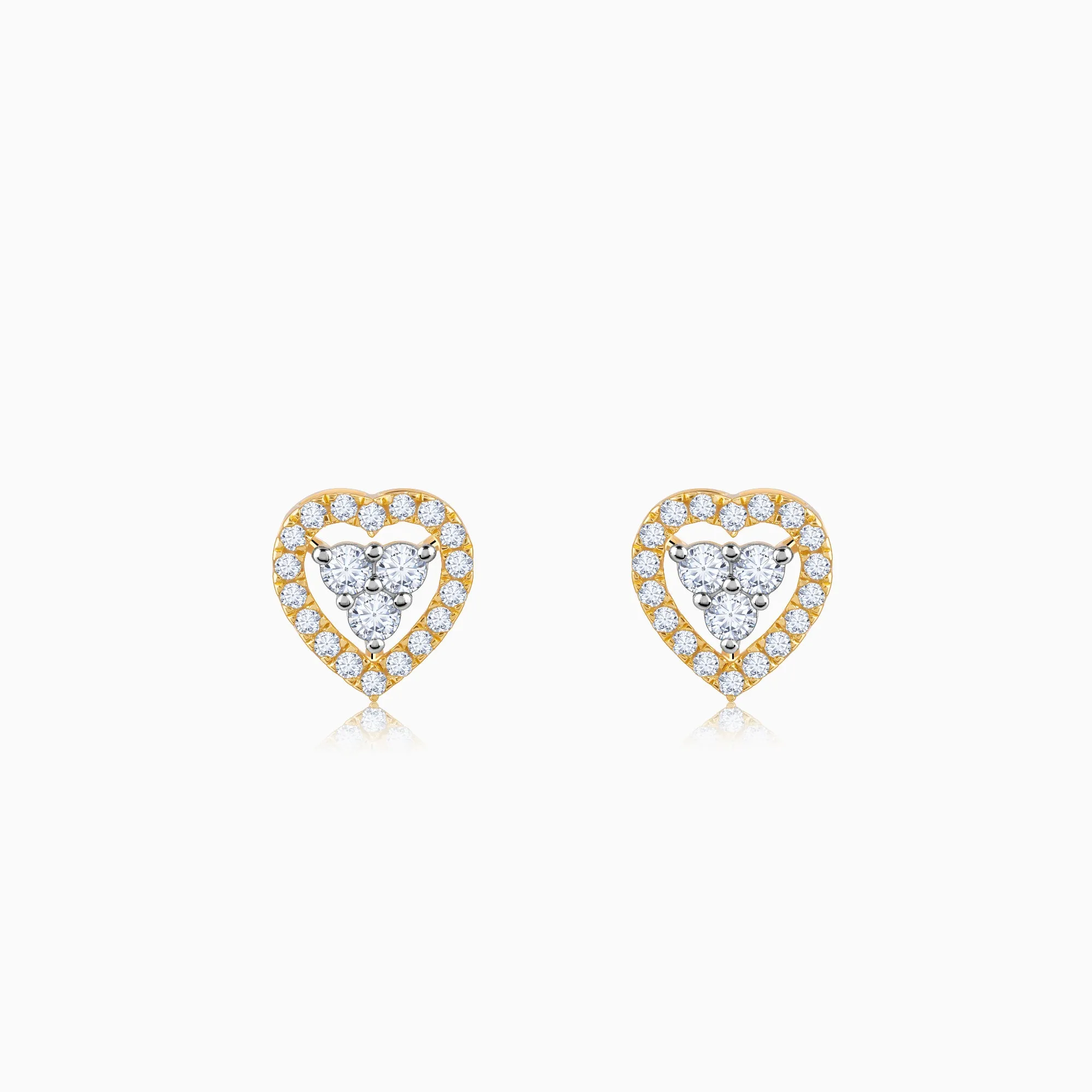 Gold Heartlet Diamond Earrings