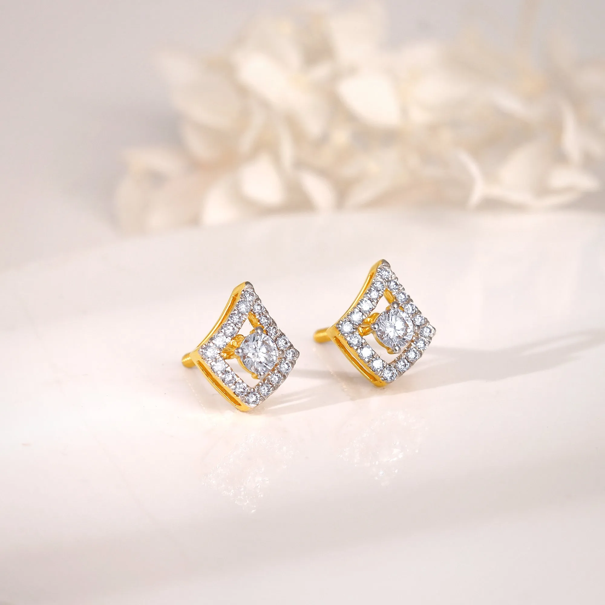 Gold Illumina Solitaire Diamond Earrings