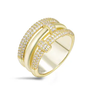 Gold ring 18k yellow gold assembled with zirconium oxide