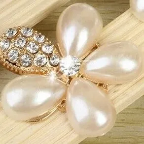 Gold / Silver Rhinestone Pearl Brooch Embellishment BR-654