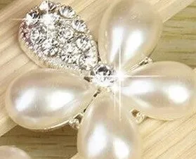 Gold / Silver Rhinestone Pearl Brooch Embellishment BR-654