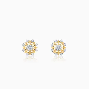 Gold Sparkling Dahlia Diamond Earrings
