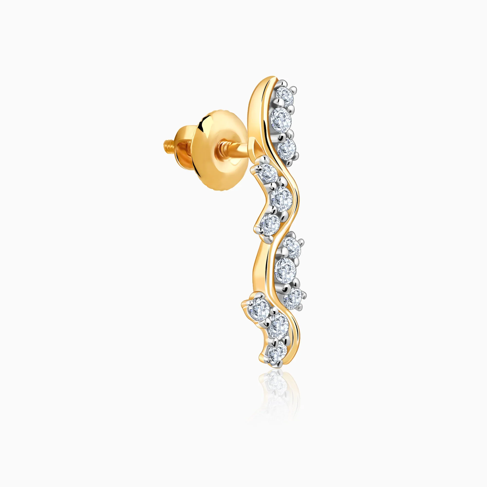 Gold Wavy Moments Diamond Earrings