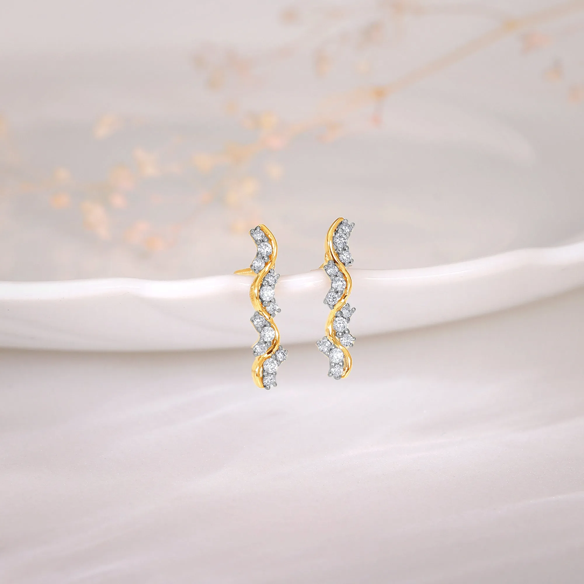 Gold Wavy Moments Diamond Earrings
