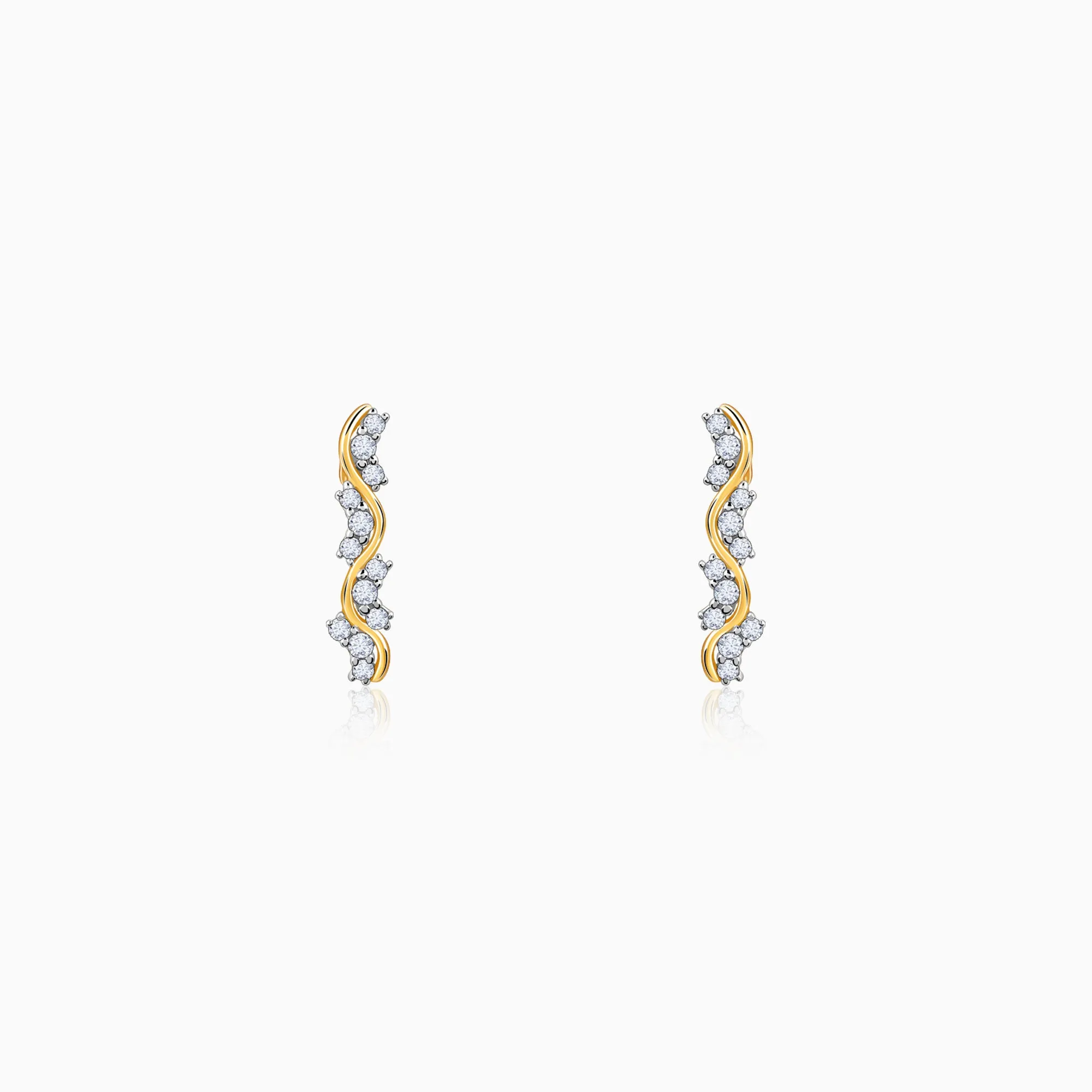 Gold Wavy Moments Diamond Earrings
