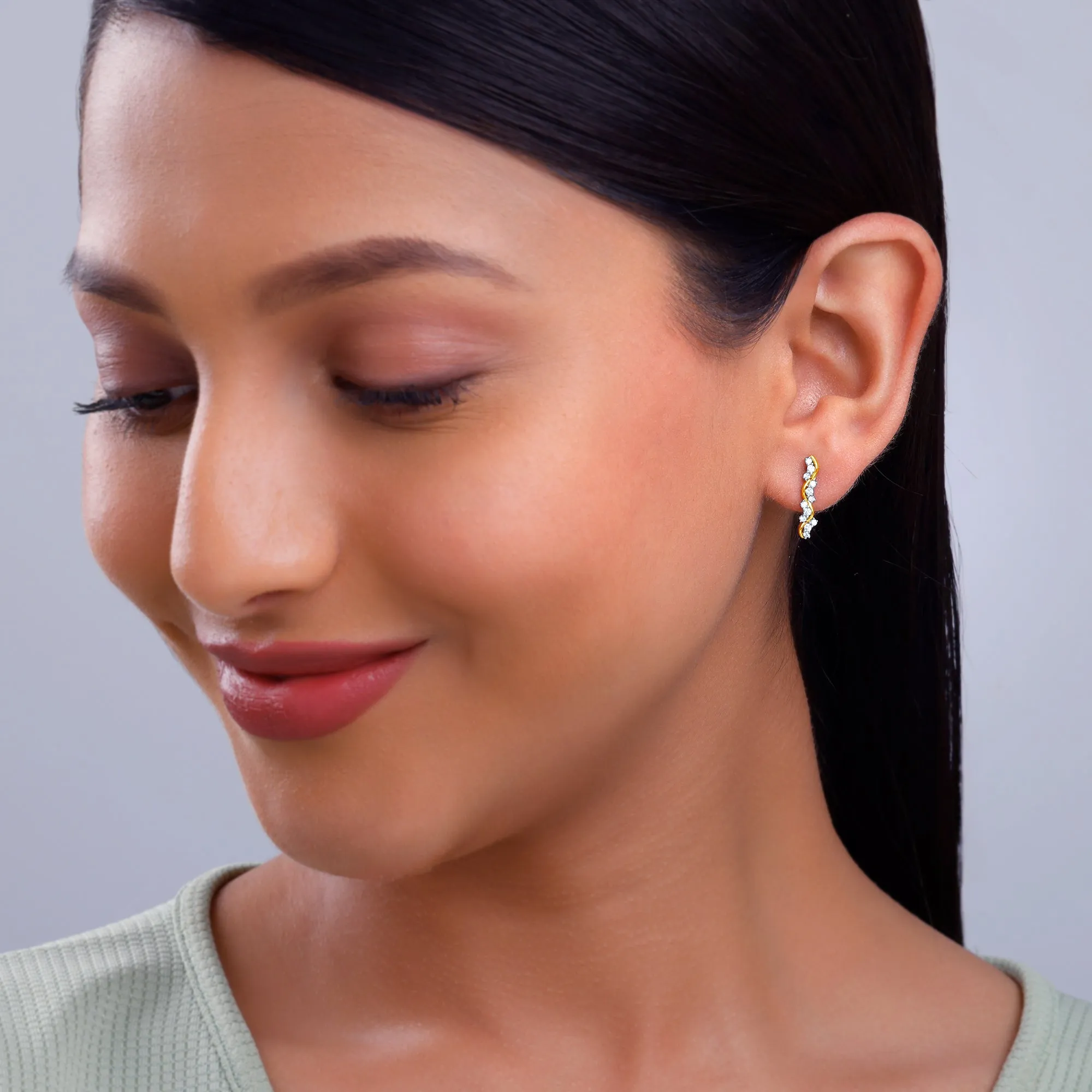 Gold Wavy Moments Diamond Earrings