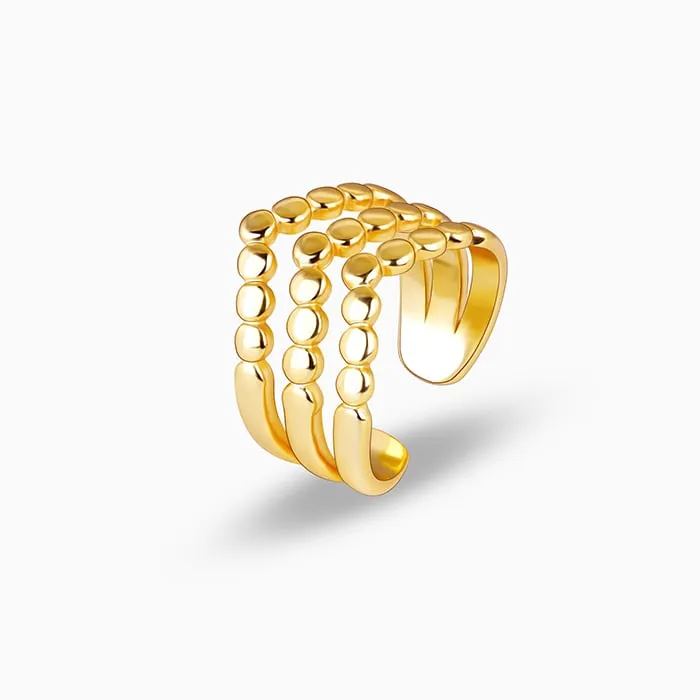 Golden Beads Triple Tiara Ring