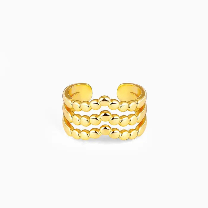 Golden Beads Triple Tiara Ring