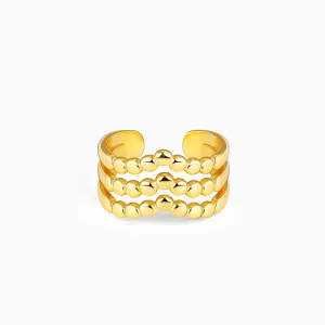 Golden Beads Triple Tiara Ring