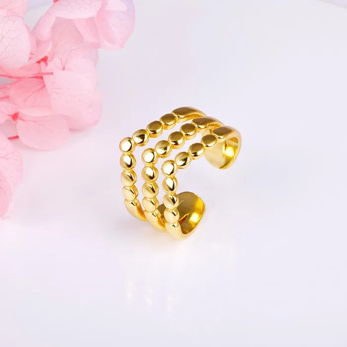 Golden Beads Triple Tiara Ring
