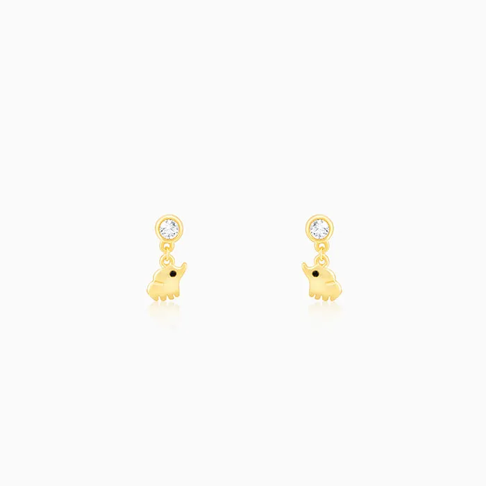 Golden Elephant Charm Earrings