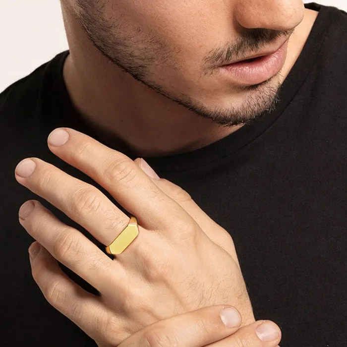Golden Hexagon Ring for Him