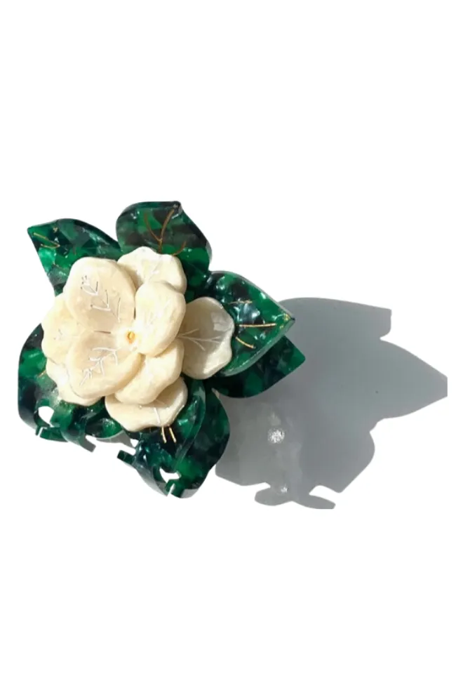 Hand-Painted Poinsettia Claw Clip