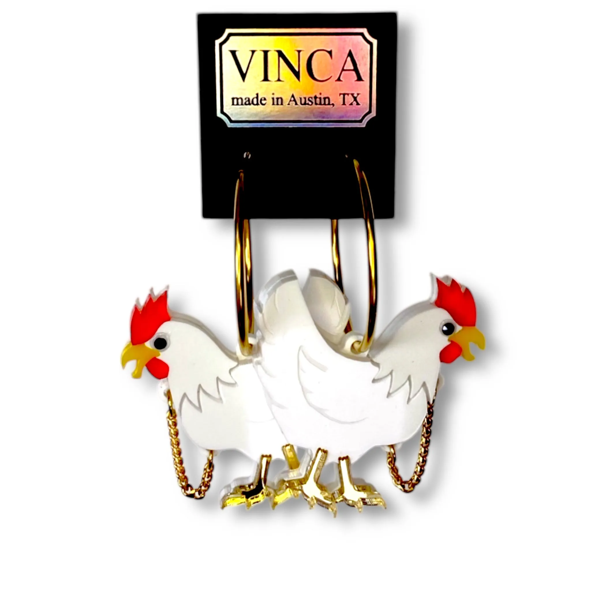 Headless Chicken Hoop Statement Earrings