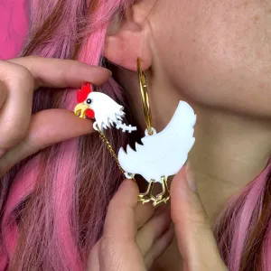 Headless Chicken Hoop Statement Earrings