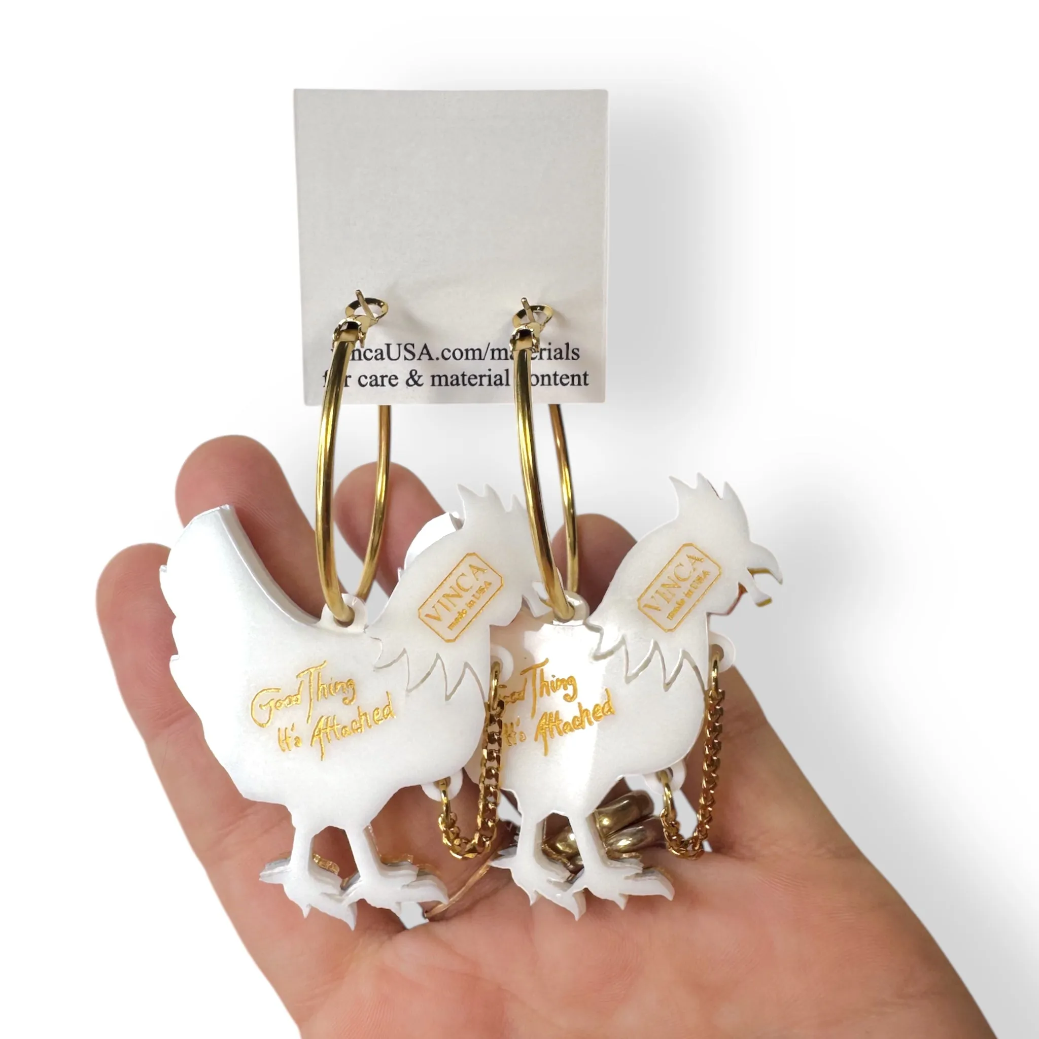 Headless Chicken Hoop Statement Earrings