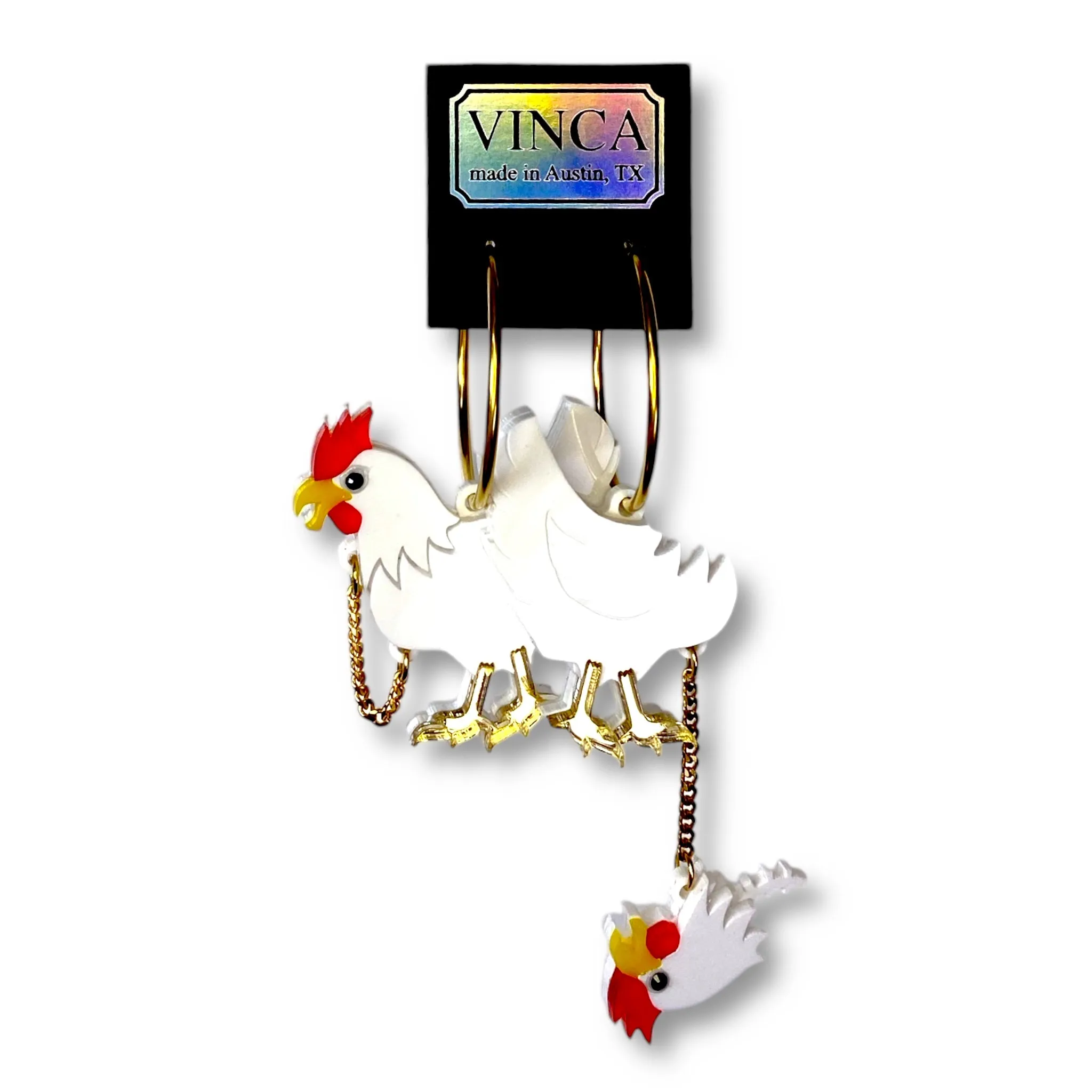 Headless Chicken Hoop Statement Earrings