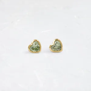 Heart to Heart Bezel Studs, 1.6ctw. Lab-Grown Green Diamonds