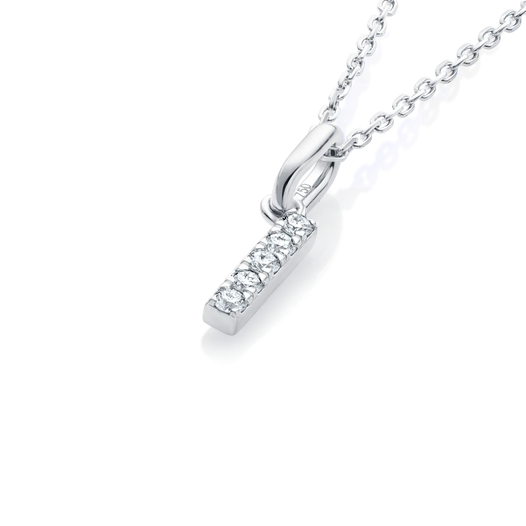 I Letter Pendant White Gold