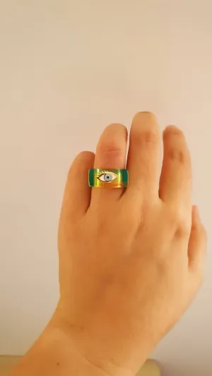 Ice Eye Ring - 925 Sterling Silver & Gold Plated