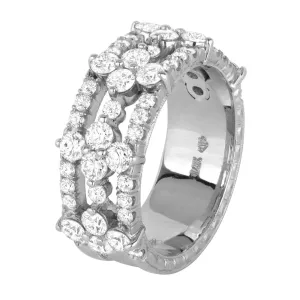 Jack Kelge 18k White Gold Three Row Diamond Band
