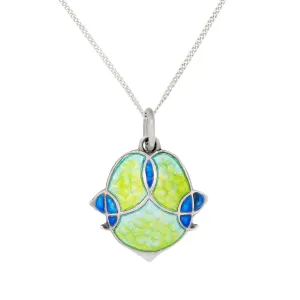 JAMES FENTON Arts and Crafts Sterling Silver Enamel Pendant Necklace