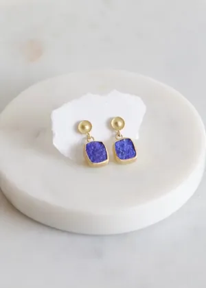 Judi Powers | Lapis Lazuli Natural Surface Rectangle Temple Drop Earrings