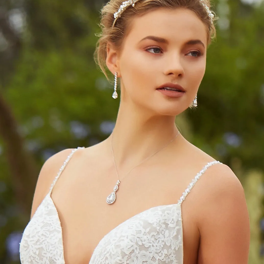 Keira Cubic Zirconia Bridal Pendant Necklace