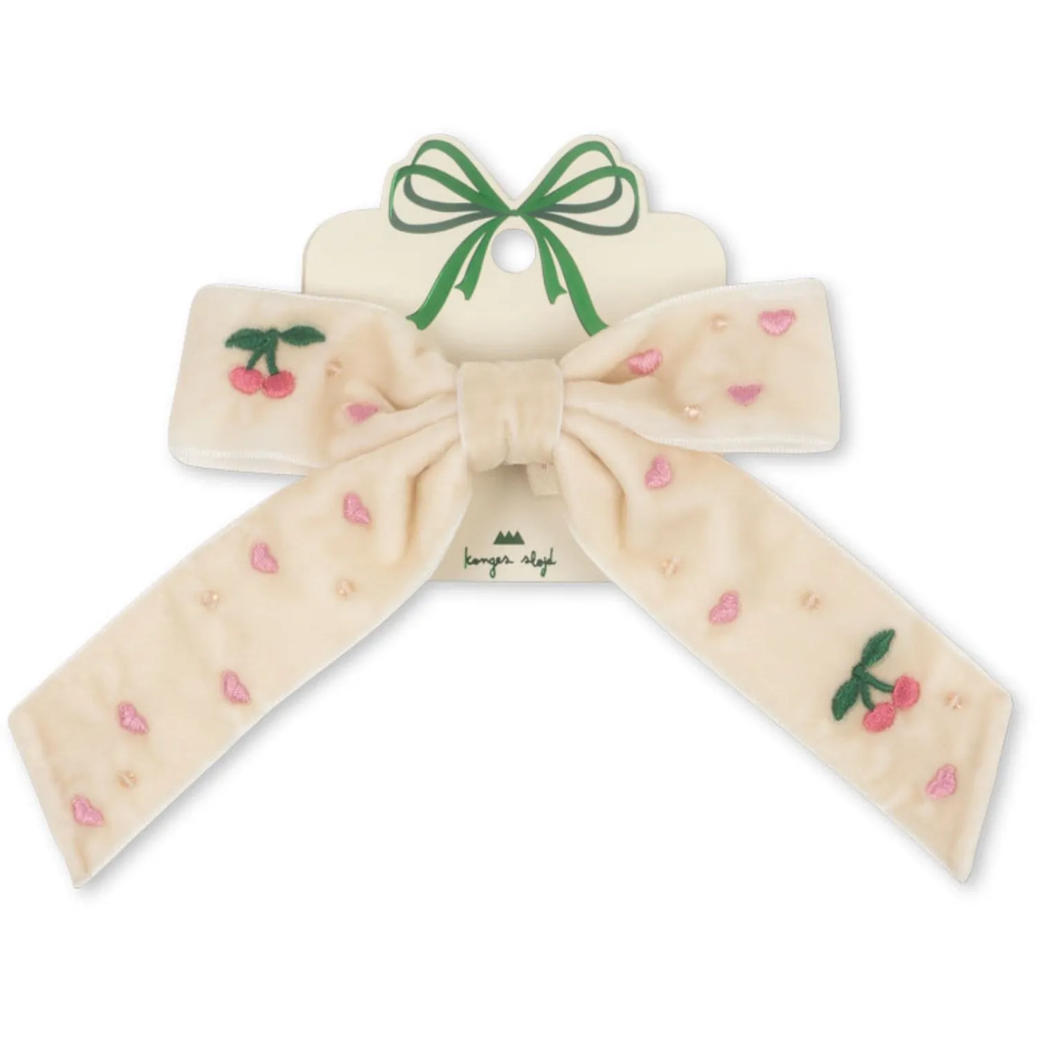 Konges Sl?jd Pearled Ivory Velvet Bow Pearly Hair Clip