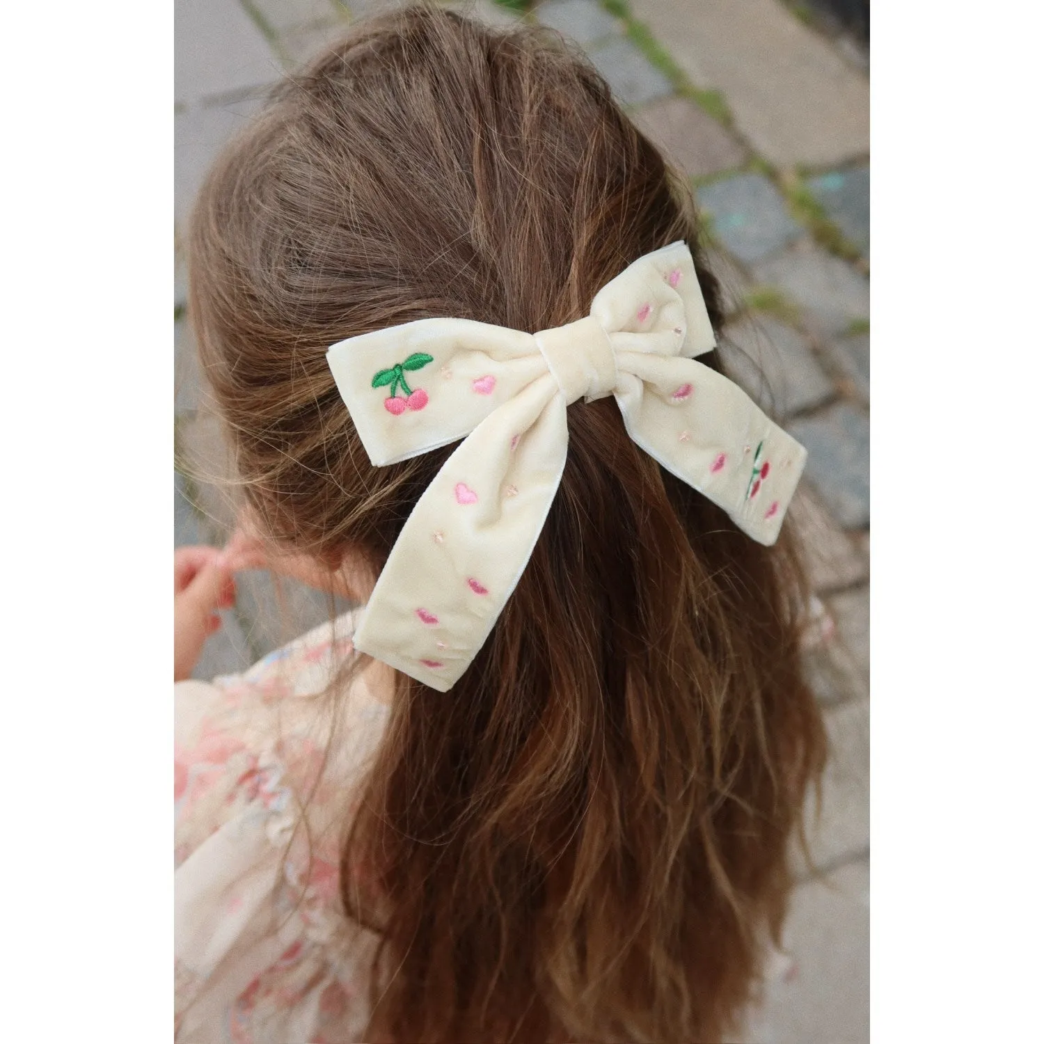 Konges Sl?jd Pearled Ivory Velvet Bow Pearly Hair Clip