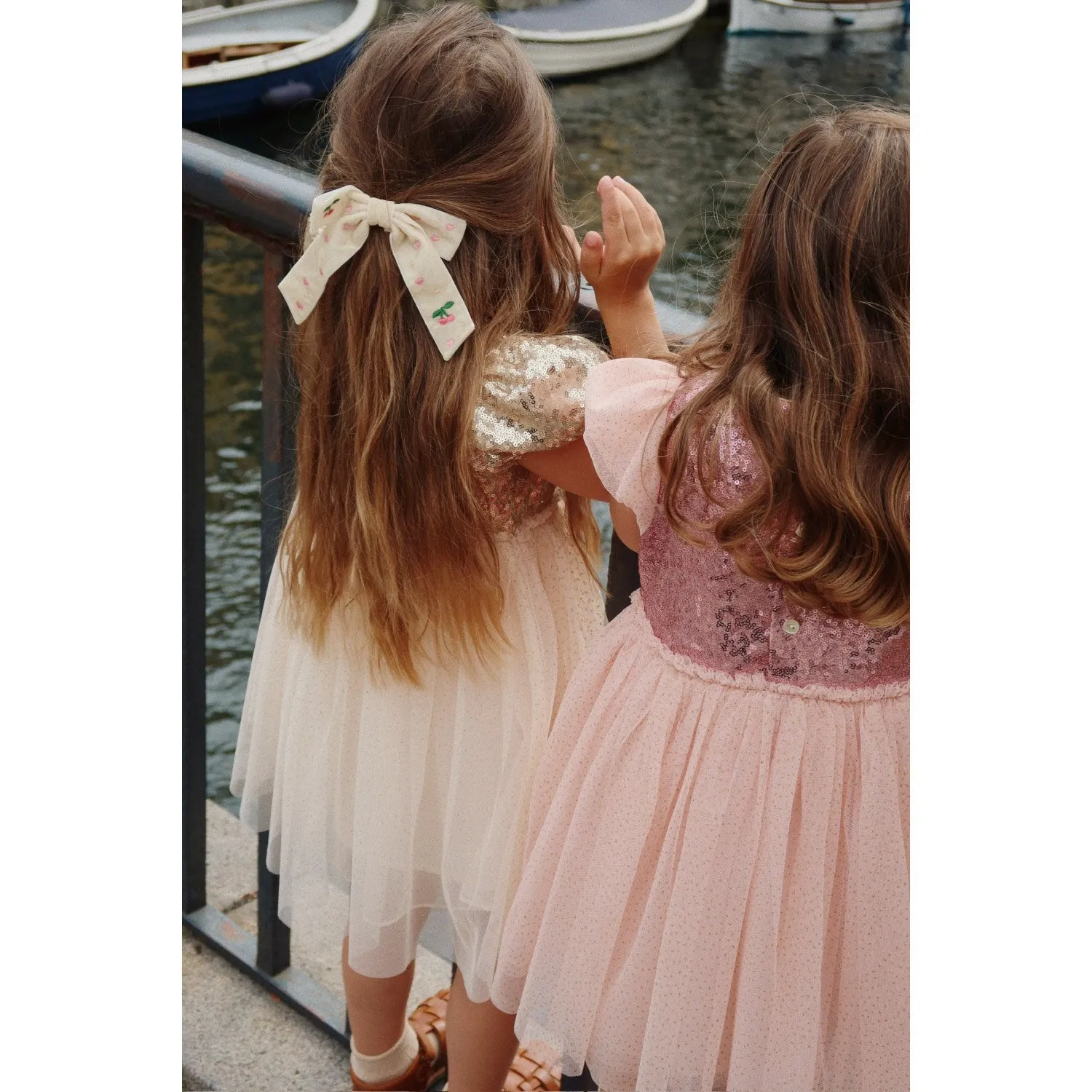 Konges Sl?jd Pearled Ivory Velvet Bow Pearly Hair Clip