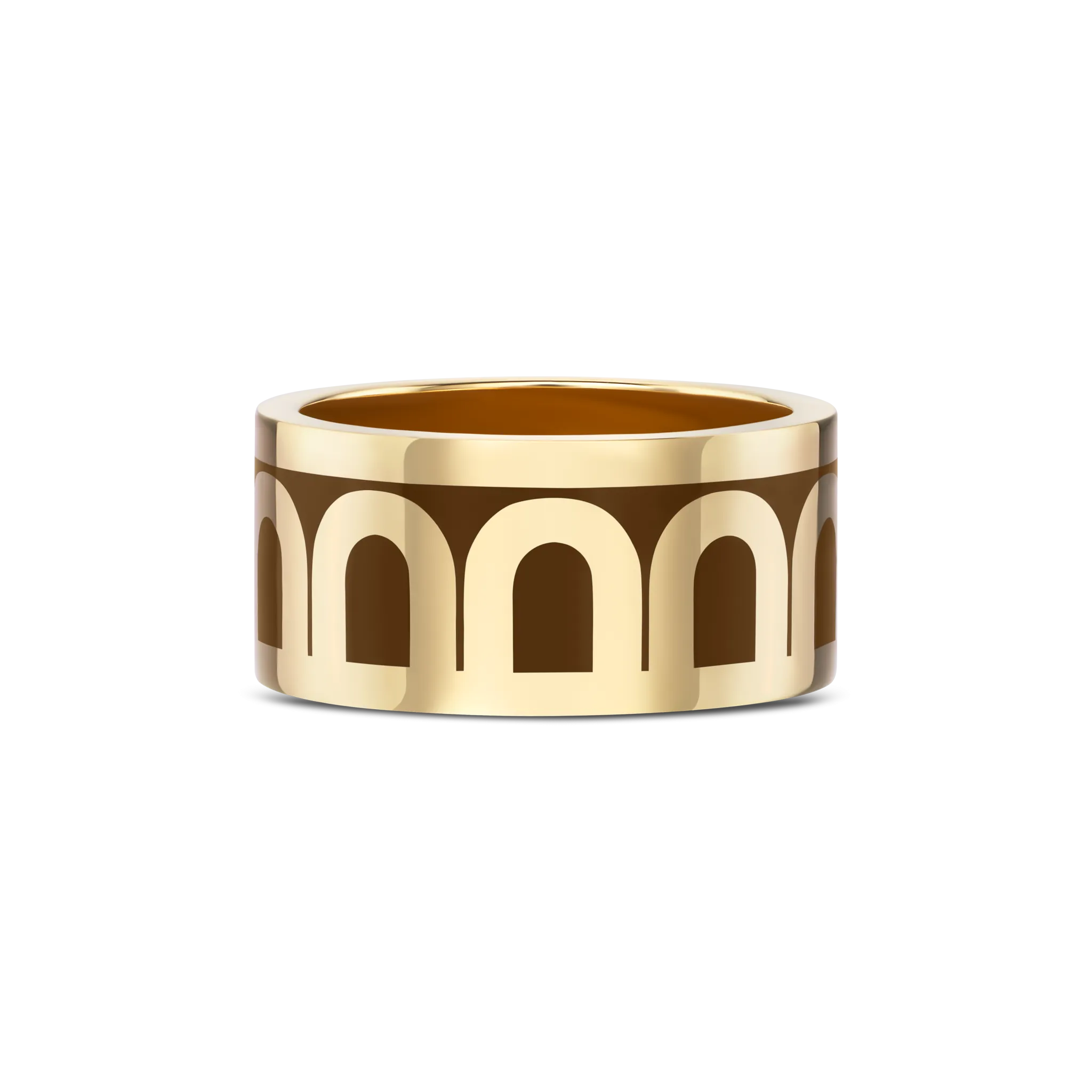 L'Arc de DAVIDOR Ring GM, 18k Yellow Gold with Cognac Lacquered Ceramic