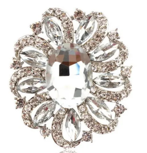 Large Rhinestone Flower Brooch  BR-912