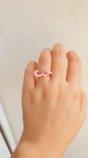 Light Pink Adjustable Hob Ring in 925 Sterling Silver