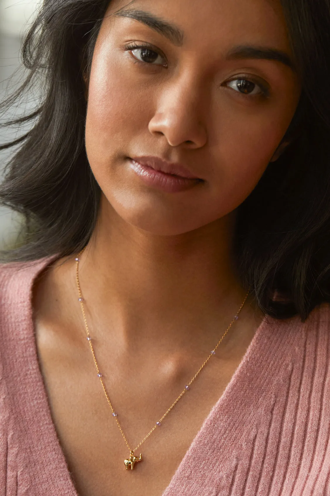 Lilac Elephant Necklace