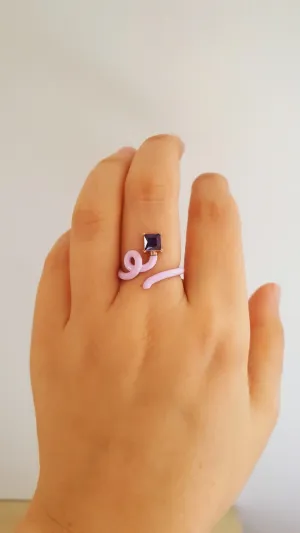 Lilac Iris Adjustable 2 Ring in 925 Sterling Silver