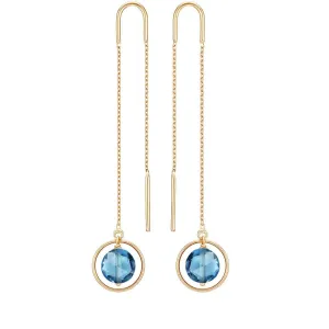 Long Chain Eclipse Earrings Blue Topaz - 18k Gold