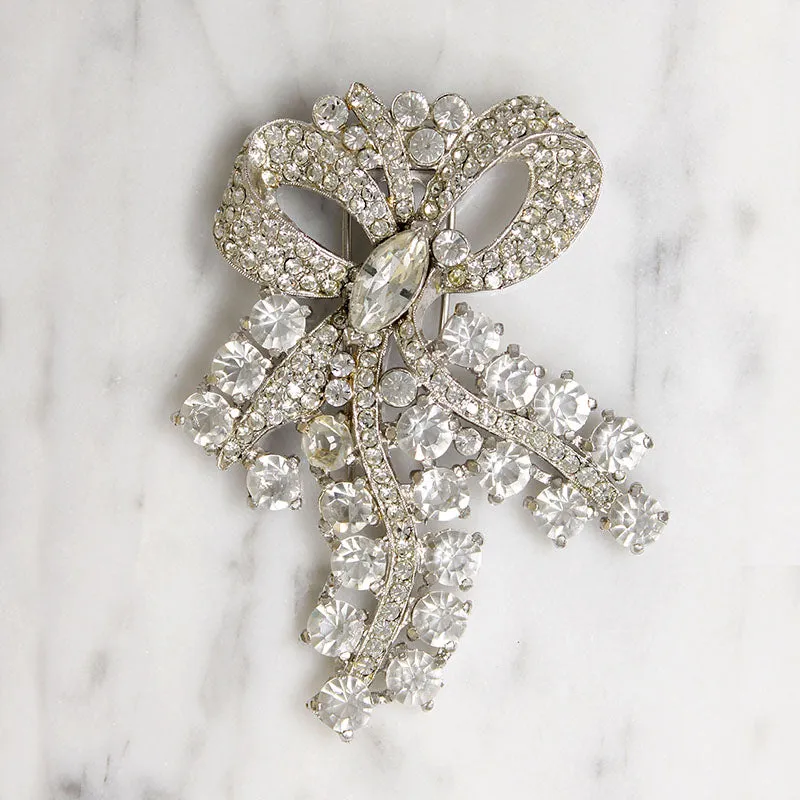 Magnificent Rhinestone Bow Fur Clip by Coro