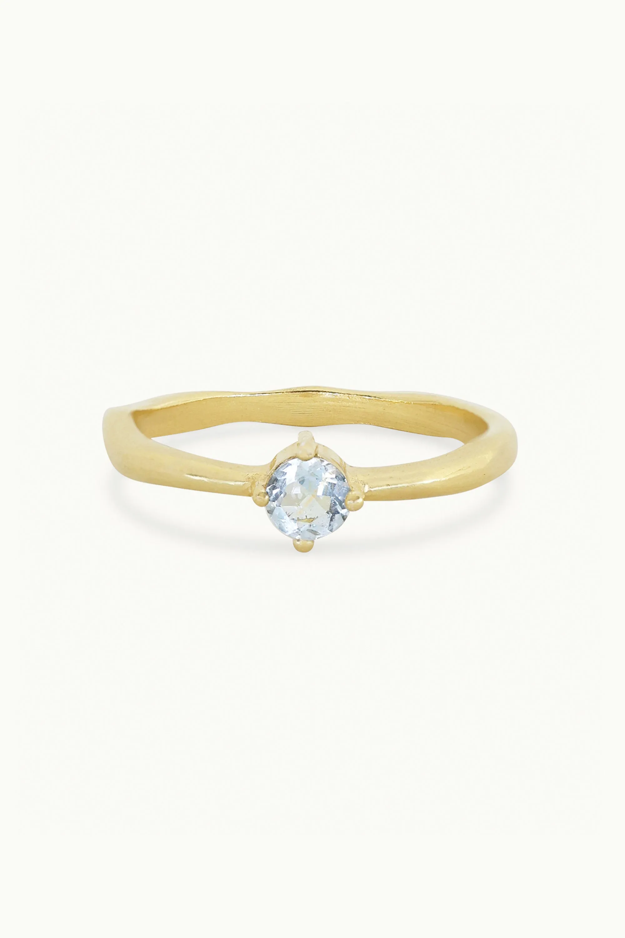 March Aquamarine Gold Birthstone Ring