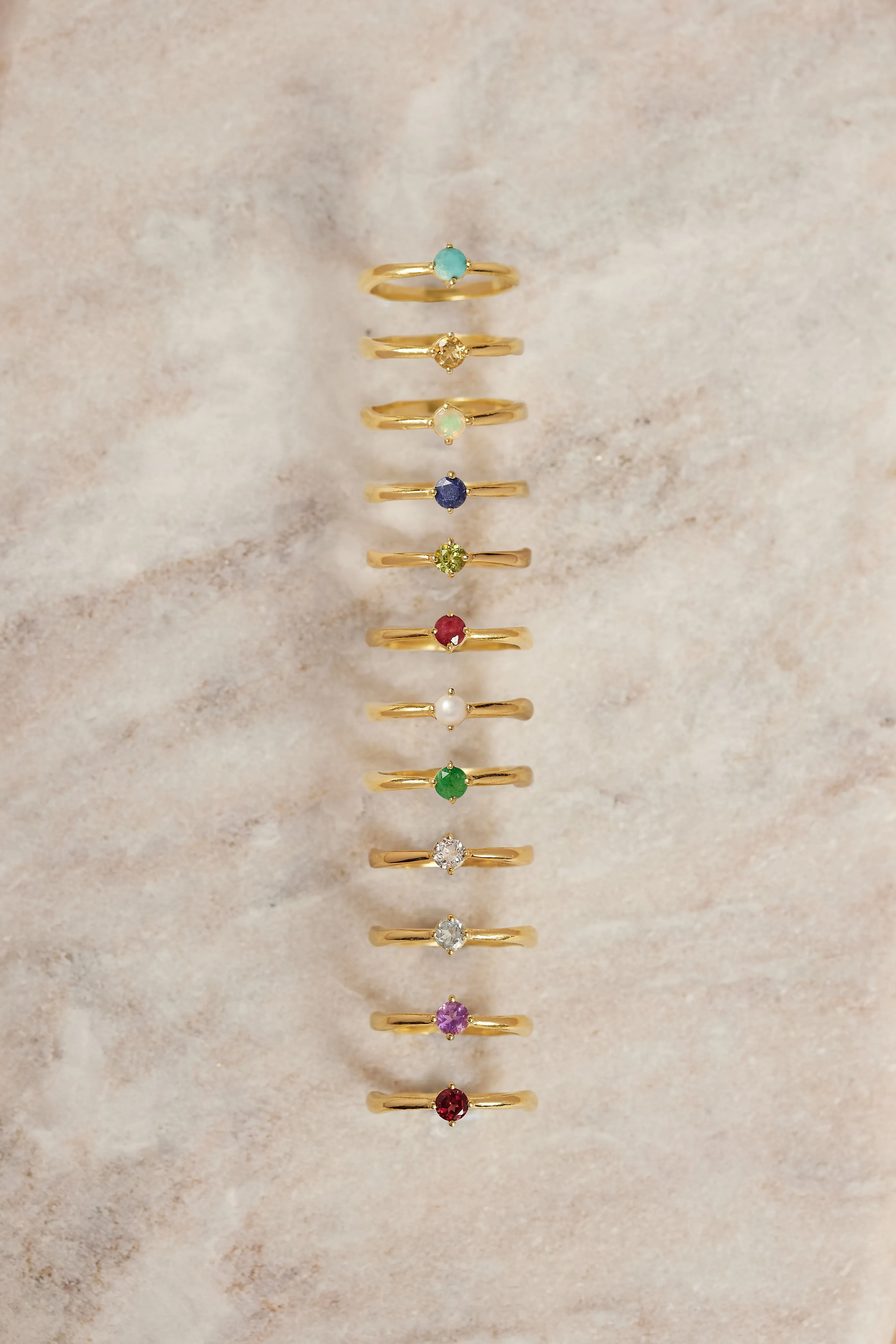 March Aquamarine Gold Birthstone Ring